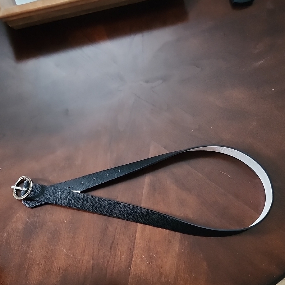 Steve Madden Black Belt with Silver Buckle